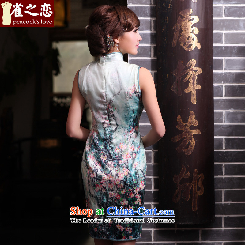 Love birds spring 2015, the spread of national new improved stylish sleeveless Silk Cheongsam QD438 figure - pre-sale 7 days , L, love of birds , , , shopping on the Internet