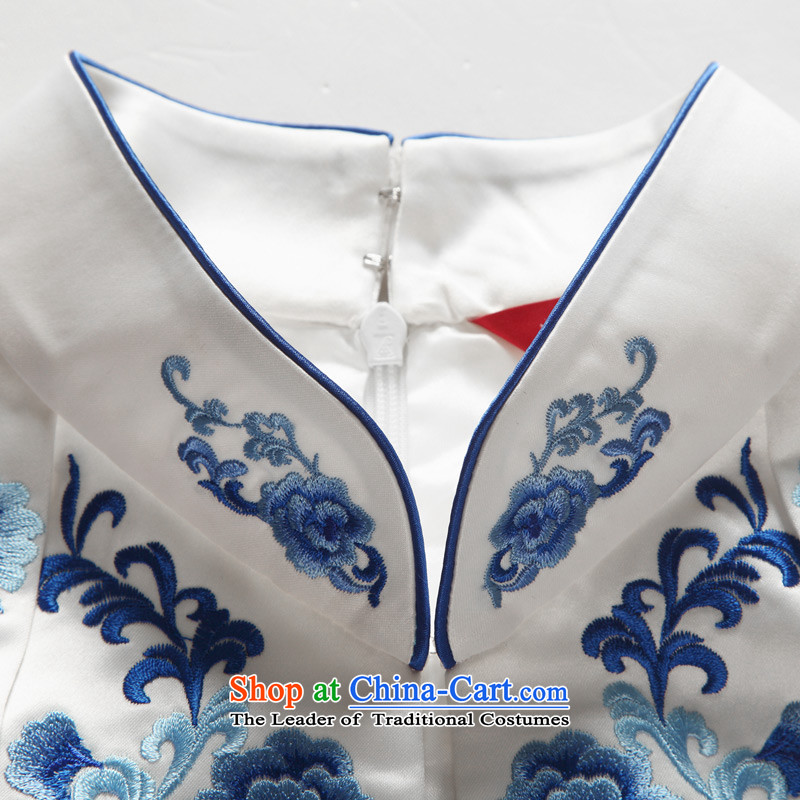 Wooden spring and summer of 2015 really new embroidery improved cheongsam dress women Sau San banquet dress 42755 02 white wooden really a , , , L, online shopping