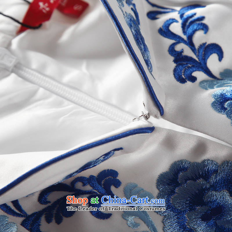 Wooden spring and summer of 2015 really new embroidery improved cheongsam dress women Sau San banquet dress 42755 02 white wooden really a , , , L, online shopping