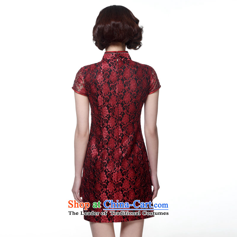 The new 2015 really wood of Chinese contemporary lace short of qipao gown Tang dynasty women dresses package mail 21815 04 dark red wood really a , , , S, shopping on the Internet