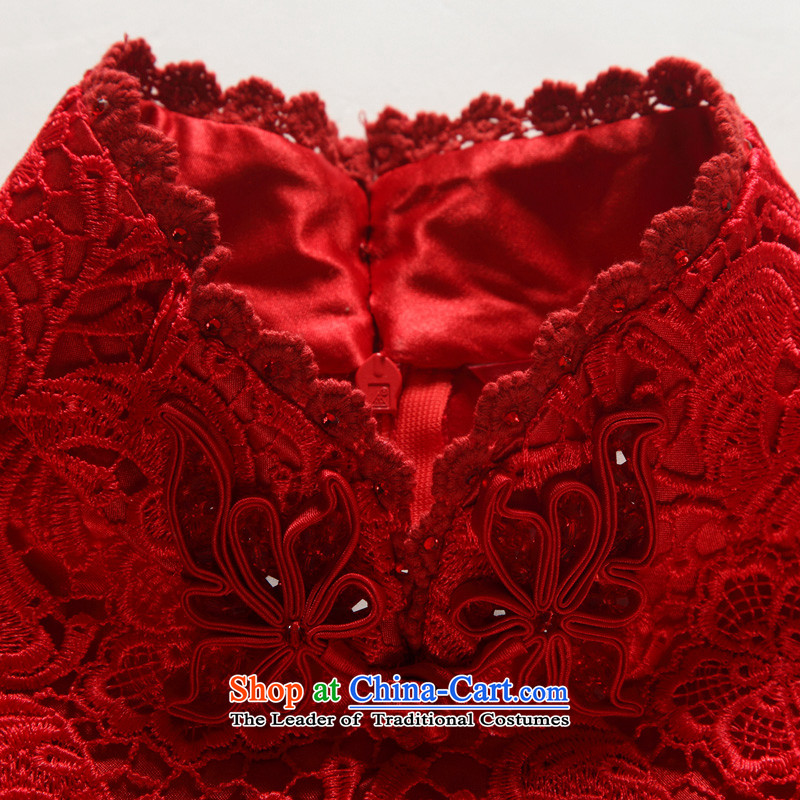 Wooden spring and summer of 2015 really new wedding dress lace bride short qipao 32440 04 M deep red wood really a , , , shopping on the Internet