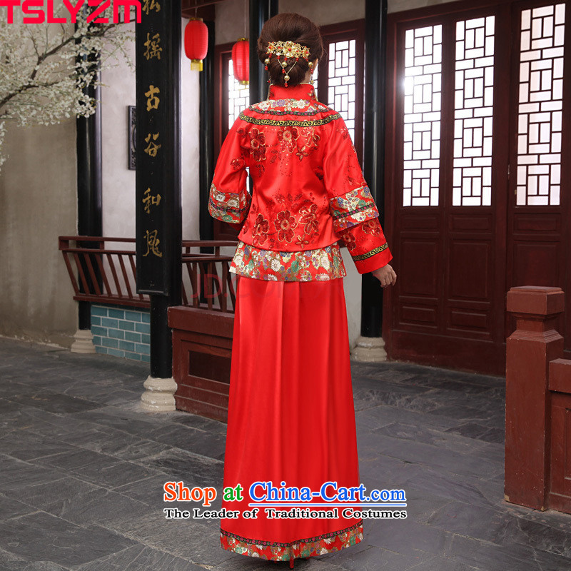 Tslyzm2015 new autumn and winter clothing to the dragon use Su-wo of ancient marriages Chinese wedding wedding dress classical red l,tslyzm,,, shopping on the Internet