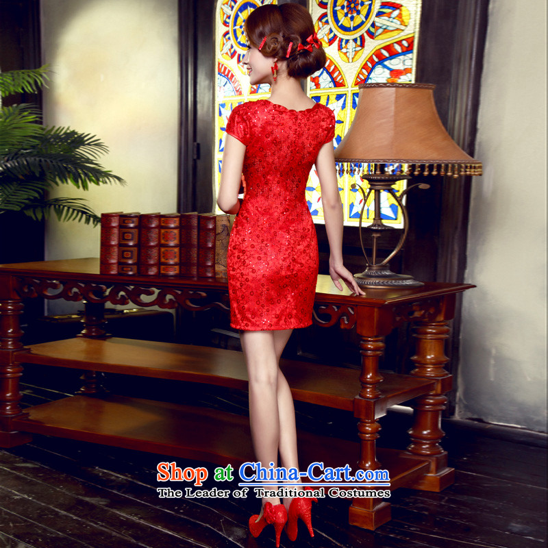 The leading edge of the days of qipao skirt bows services back door onto the wedding-dress Fall/Winter Collections improved new red short 20155523) Red L 2.1 foot waistline, the dream of the day the , , , shopping on the Internet