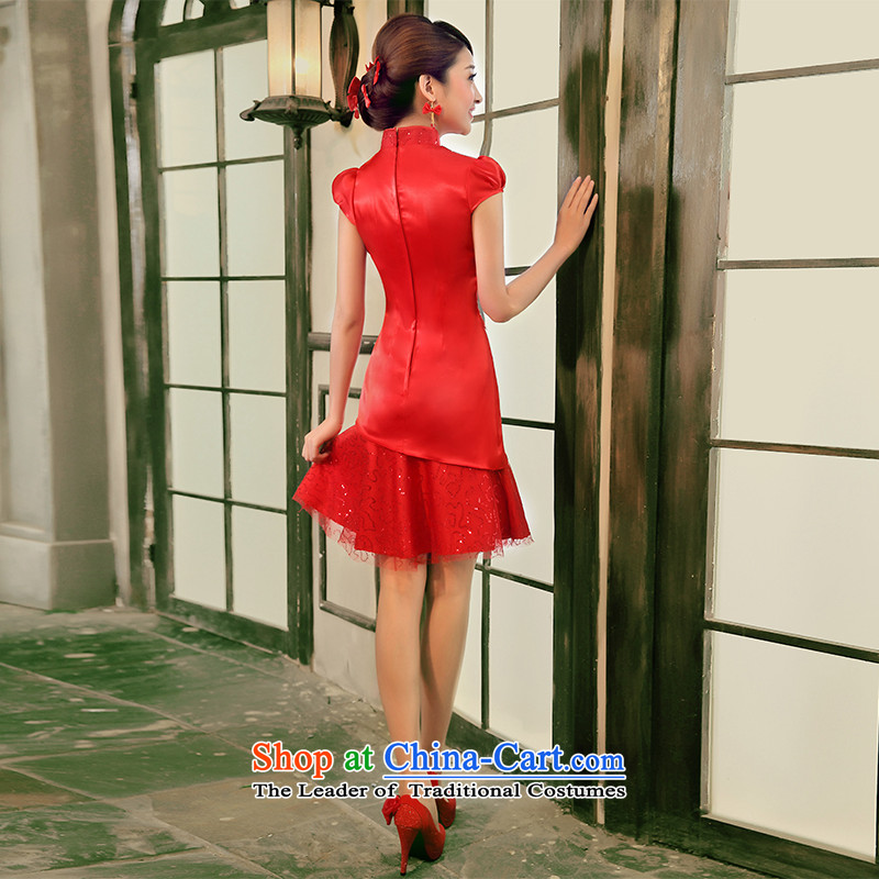 The leading edge of the days of the 2015 Fall/Winter Collections of improved short, short-sleeved clothing the lift mast bows cheongsam dress 8660 S 1.9 feet waistline red, the dream of the day , , , shopping on the Internet