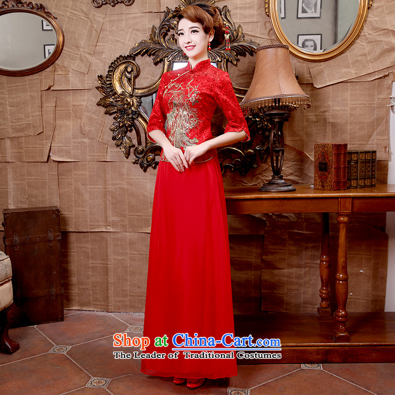The leading edge of the days of the 2015 Fall/Winter Collections of seven cuff retro style qipao improved marriage Sau San U S dollars during the red S 1.9 dress feet waist, dream of certain days , , , shopping on the Internet