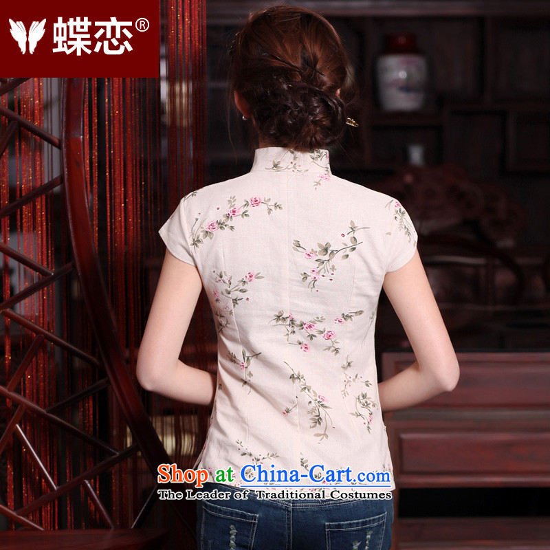 The Butterfly Lovers 2015 Summer new original female cotton linen short-sleeved manually detained improved qipao Tang blouses 40161 rose , L, Butterfly Lovers , , , shopping on the Internet
