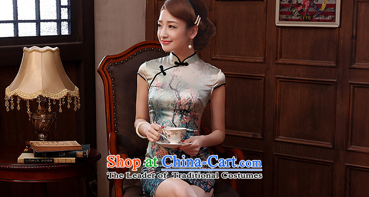 Morning land heavyweight silk cheongsam dress herbs extract upscale summer short, improved Stylish retro light green M picture, prices, brand platters! The elections are supplied in the national character of distribution, so action, buy now enjoy more preferential! As soon as possible.