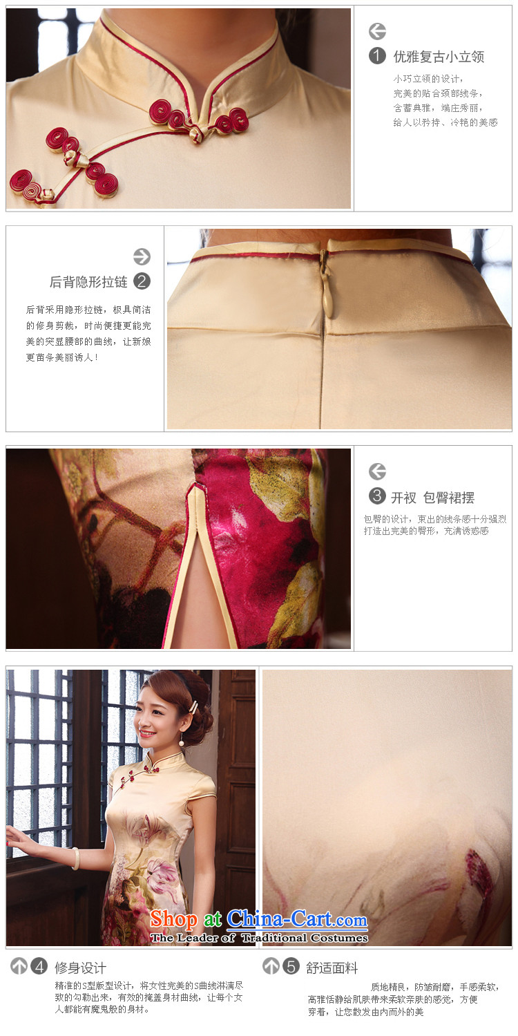 Morning new qipao land 2014 Summer retro short-sleeved improved stylish herbs extract heavyweight silk cheongsam dress pale yellow M picture, prices, brand platters! The elections are supplied in the national character of distribution, so action, buy now enjoy more preferential! As soon as possible.