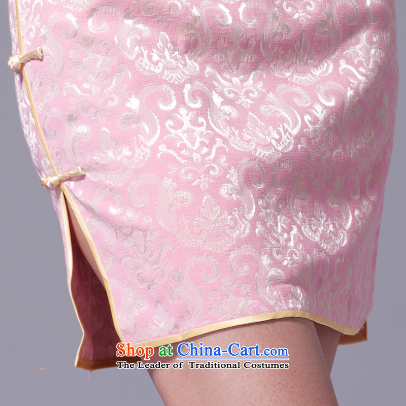 [Sau Kwun Tong] China 2015 classic retro qipao impression temperament cotton jacquard Sau San improved China wind daily cheongsam dress G33269 pink , L, Sau Kwun Tong shopping on the Internet has been pressed.