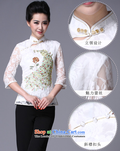 [Sau Kwun tong] the peacock China wind spring Ms. Tang in the Cuff lace Ms. ethnic Tang Blouses White XL Photo, prices, brand platters! The elections are supplied in the national character of distribution, so action, buy now enjoy more preferential! As soon as possible.