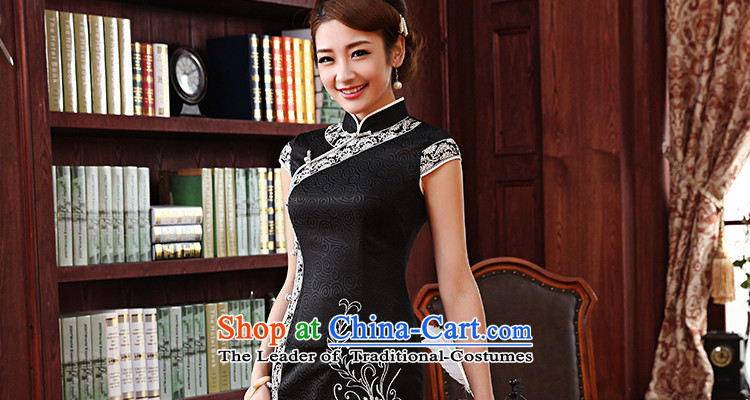 The land of the 2014 summer morning new Stylish retro short of improved cheongsam dress Chinese Daily Black White M picture, prices, brand platters! The elections are supplied in the national character of distribution, so action, buy now enjoy more preferential! As soon as possible.