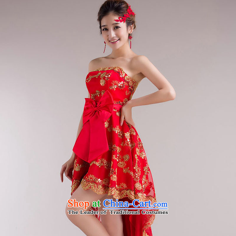 No new bride embroidered 2015 front stub qipao gown red long after the bride wedding services marriages service bows straps, Suzhou, S shipping embroidered bride shopping on the Internet has been pressed.