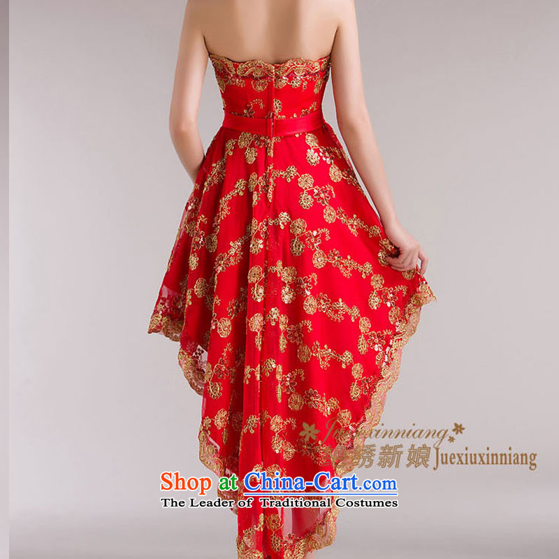 No new bride embroidered 2015 front stub qipao gown red long after the bride wedding services marriages service bows straps, Suzhou, S shipping embroidered bride shopping on the Internet has been pressed.