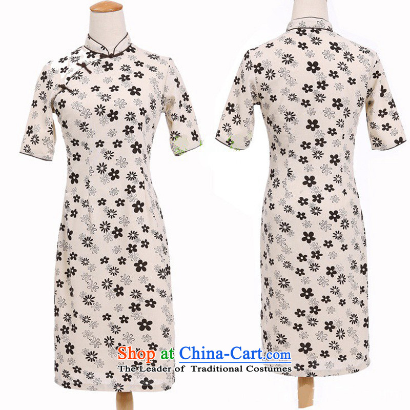 In Wisconsin, 2015 Jie spring and summer new products with China wind cotton linen collar manually deduction cherry blossoms in long dresses qipao CJZ396 figure , L, Cheng Kejie, the , , , shopping on the Internet