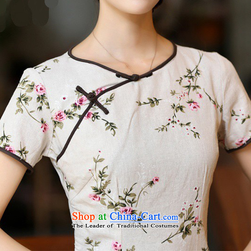 In Wisconsin, 2015 Jie spring and summer new women's national round-neck collar in long hand tie improved stylish Sau San linen dresses qipao CKK438 figure S, Cheng Kejie, the , , , shopping on the Internet