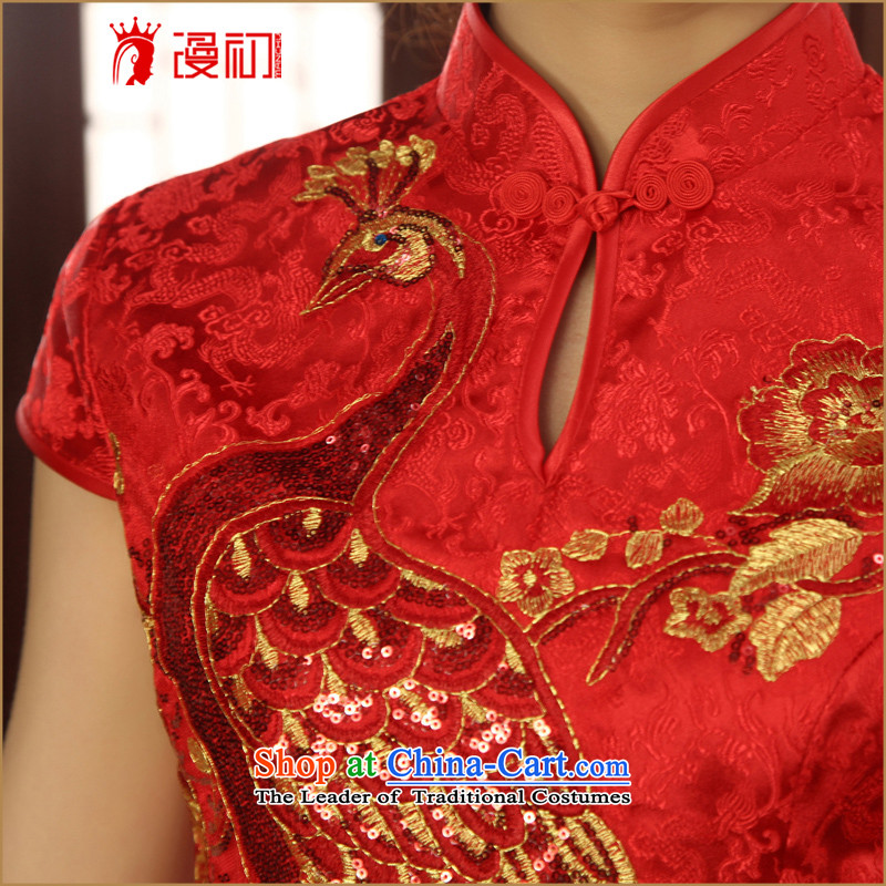 In the early 2015 new man marriages qipao qipao short of improved stylish red bows services cheongsam RED M early man , , , shopping on the Internet