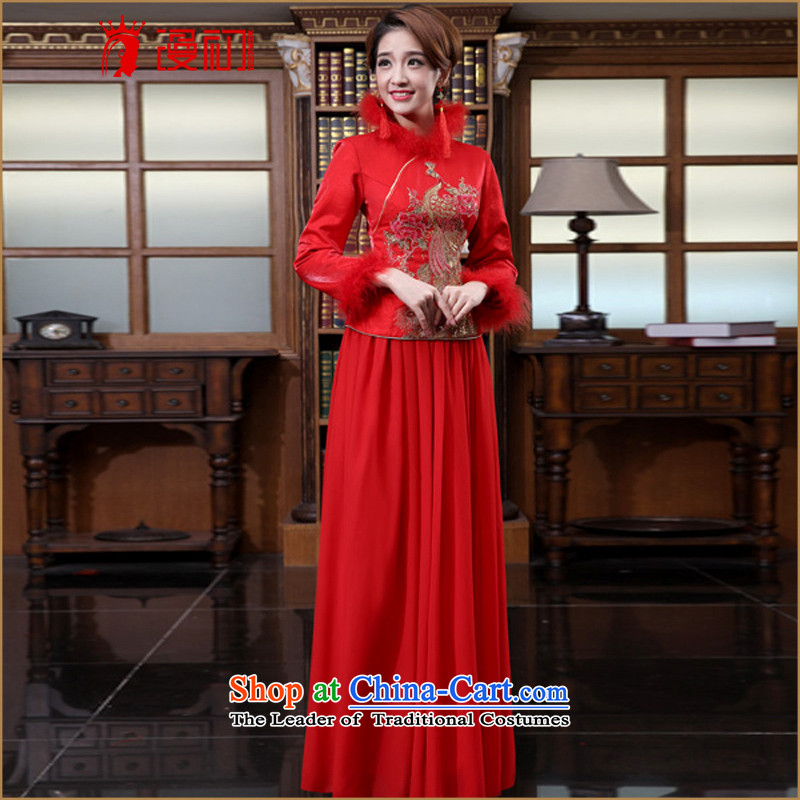 In the early 2015 new definition of Qipao Stylish retro toasting champagne red qipao improved services marriages long winter of Qipao Kit , L, diffuse early qipao shopping on the Internet has been pressed.