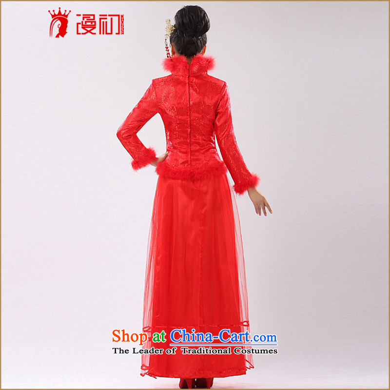 In the early 2015 new man stylish improved winter clothing cheongsam dress bridal dresses bows to red bridesmaid dress red , L, Early Man , , , shopping on the Internet
