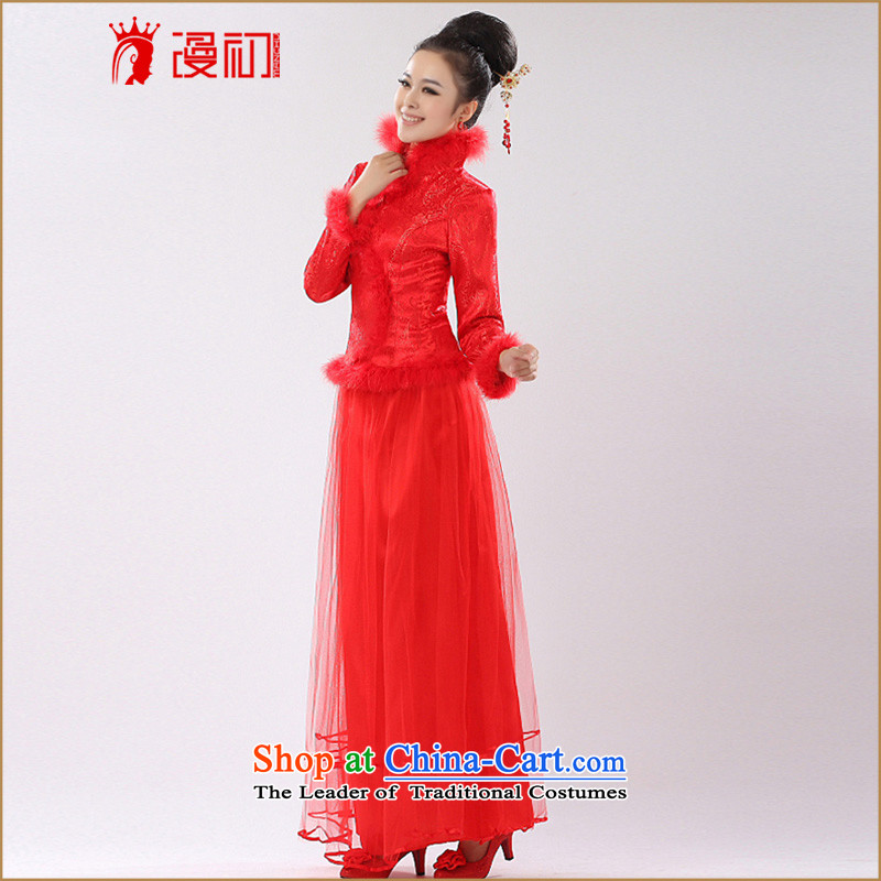 In the early 2015 new man stylish improved winter clothing cheongsam dress bridal dresses bows to red bridesmaid dress red , L, Early Man , , , shopping on the Internet