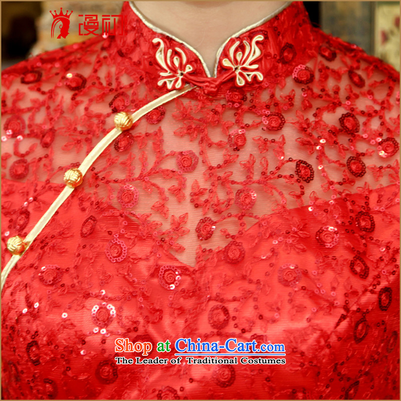In the early 2015 new man improved stylish long skirt qipao marriages red bows services cheongsam red , L, Early Man , , , shopping on the Internet