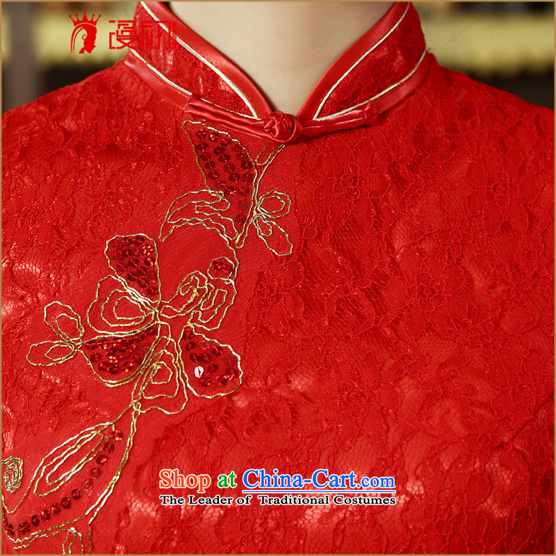 In the early 2015 new man red retro qipao short, improved stylish lace qipao bride bows to the beginning of the flood, L, red , , , shopping on the Internet