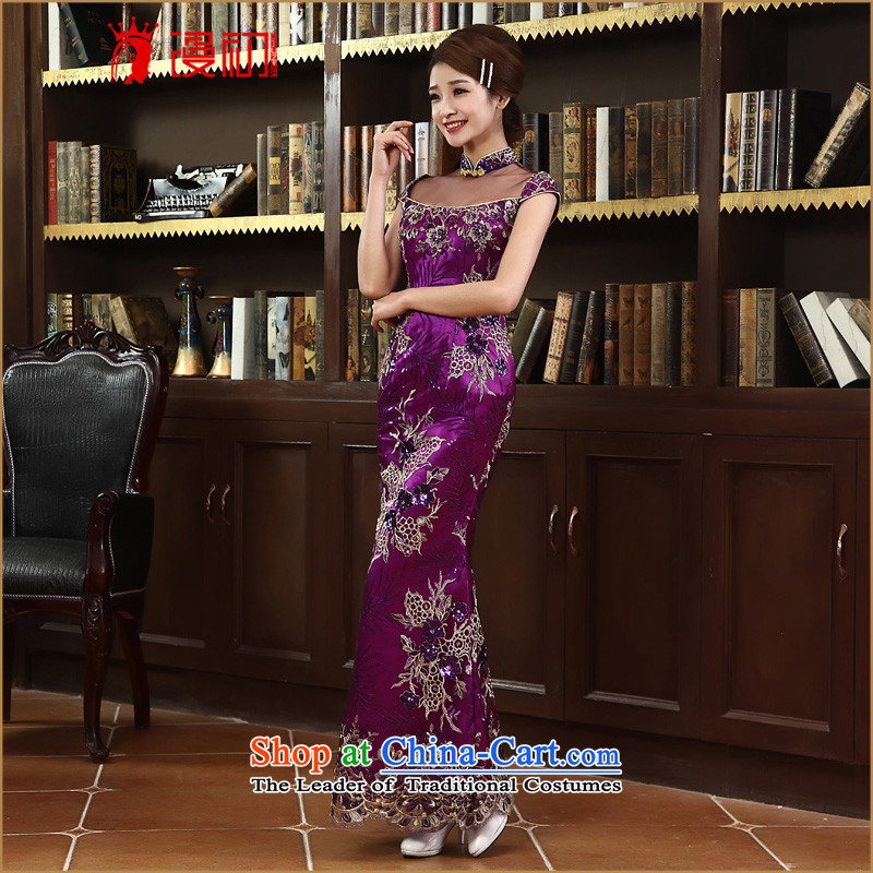 In the early 2015 new man stylish improved qipao marriages bows of Qipao qipao gown , purple crowsfoot early man , , , shopping on the Internet