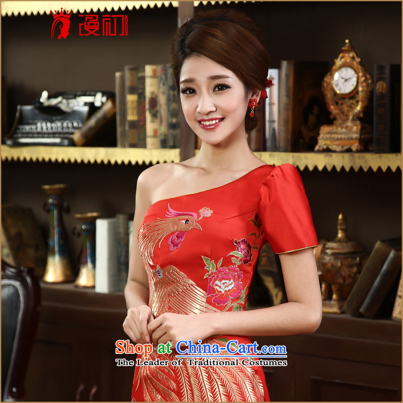 In the early 2015 new definition of autumn and winter load short of Qipao stylish bride shoulder improved services cheongsam dress bows red XL, Early Man , , , shopping on the Internet