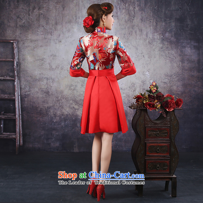 Embroidered brides is new Wedding 2015 Korean Top Loin of short, pregnant women married to red dress evening drink cheongsam red L , Suzhou embroidery brides shipment has been pressed shopping on the Internet