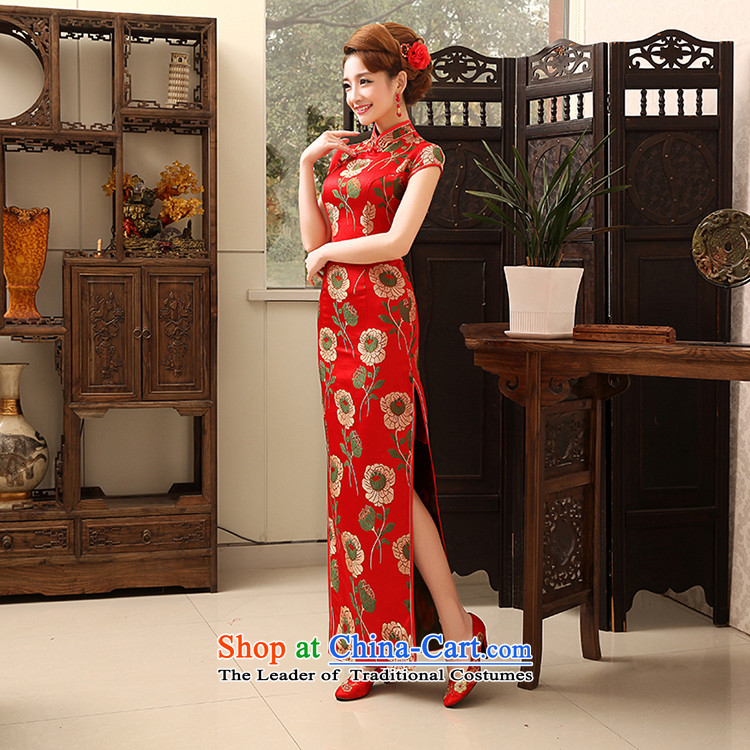 Embroidered is loaded spring and summer 2015 bride cotton linen long short-sleeved high on the forklift truck Stylish retro cheongsam red S Suzhou shipment picture, prices, brand platters! The elections are supplied in the national character of distribution, so action, buy now enjoy more preferential! As soon as possible.