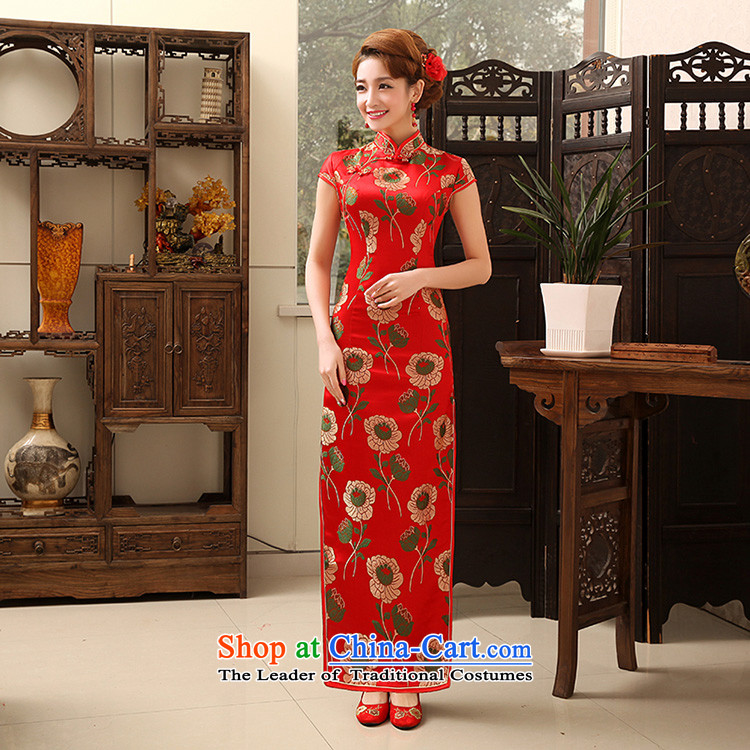 Embroidered is loaded spring and summer 2015 bride cotton linen long short-sleeved high on the forklift truck Stylish retro cheongsam red S Suzhou shipment picture, prices, brand platters! The elections are supplied in the national character of distribution, so action, buy now enjoy more preferential! As soon as possible.
