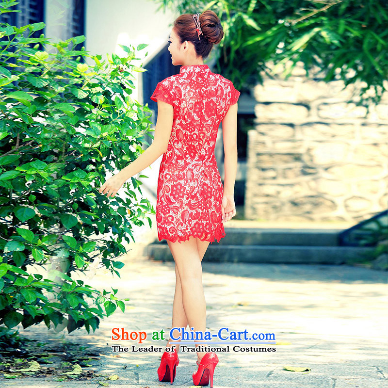 A bride wedding dresses qipao 2015 new marriage summer bows service 255 red S name of Qipao door bride shopping on the Internet has been pressed.
