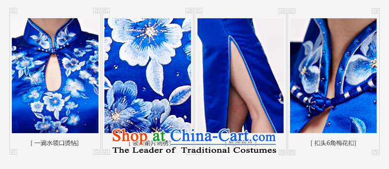 Wooden spring and summer of 2015 really new Chinese high-end embroidery long silk cheongsam dress elegant qipao temperament skirt NO.22016 visitor 11 Blue XL Photo, prices, brand platters! The elections are supplied in the national character of distribution, so action, buy now enjoy more preferential! As soon as possible.