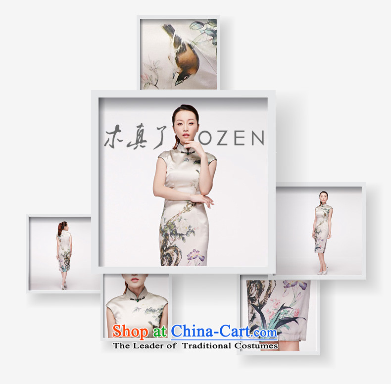 Wooden spring and summer of 2015 Really replace the new Chinese silk dress China wind improved cheongsam dress elegant beauty girl skirt 11518 15 green background birdie XL Photo, prices, brand platters! The elections are supplied in the national character of distribution, so action, buy now enjoy more preferential! As soon as possible.