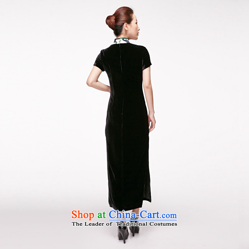 A qipao wood really spring and summer 2015 New Silk Cheongsam vases stitching long dresses with 22213 mother 01 black wood really a , , , Xxl(b), shopping on the Internet