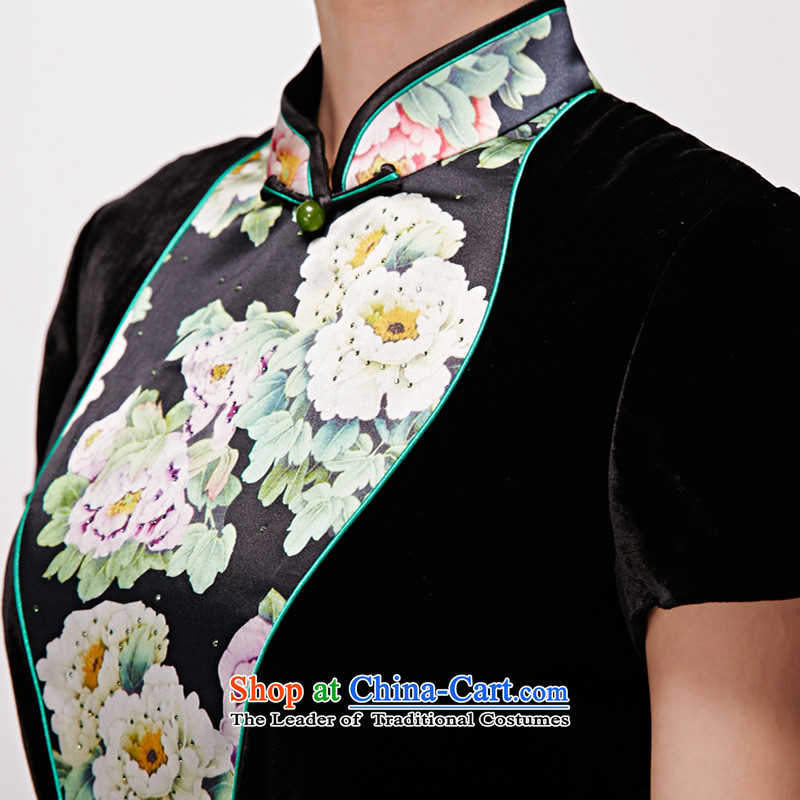 A qipao wood really spring and summer 2015 New Silk Cheongsam vases stitching long dresses with 22213 mother 01 black wood really a , , , Xxl(b), shopping on the Internet