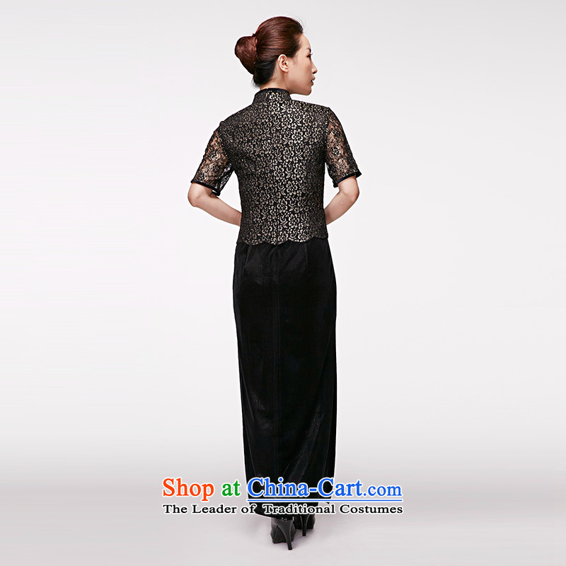Wooden spring of 2015 really new plush robes of silk cheongsam dress high on long nightmare cheongsam MOM Pack Black XL, wood NO.21984 visitor 01 a true , , , shopping on the Internet