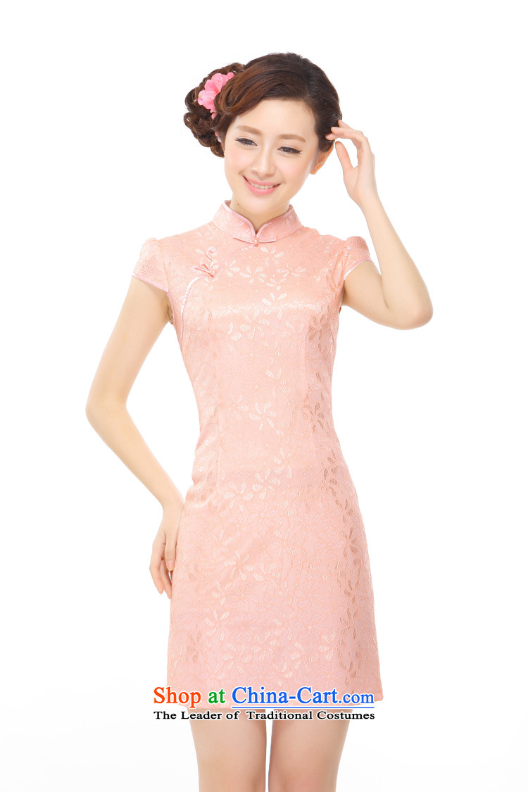 The former Yugoslavia Li aware of the 2014 Summer New elegant feel female Mrs Sau San lace stylish improved short skirt Q043137 cheongsam dress pink M picture, prices, brand platters! The elections are supplied in the national character of distribution, so action, buy now enjoy more preferential! As soon as possible.