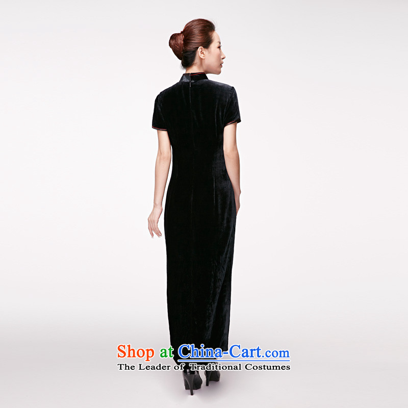 Wooden spring and summer of 2015 really new elegant qipao gown original silk is pressed to short-sleeved piping package mail 498 from 1 January to 01 black wood really a , , , XXL, shopping on the Internet