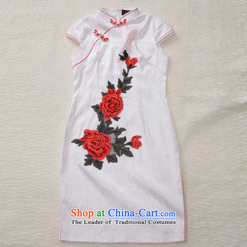 It deplored the former Yugoslavia Li spend the summer of 2015, the new improved retro China embroidery aristocratic small wind power's qipao incense Q43170 Pearl White XL, Yugoslavia (Q.LIZHI Li shopping on the Internet has been pressed.)