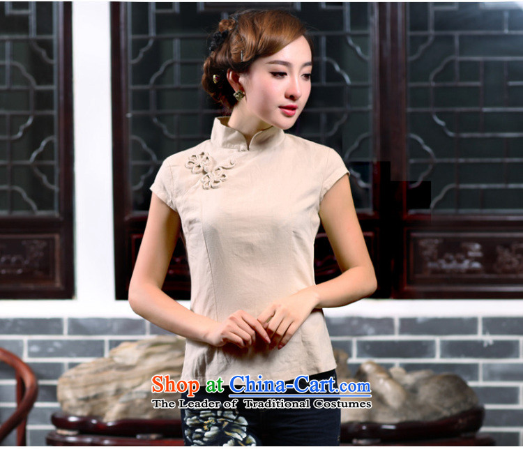 The Butterfly Lovers 2015 Summer new improved qipao linen clothes short-sleeved shirt Tang Dynasty Female 40160 apricot XXL picture, prices, brand platters! The elections are supplied in the national character of distribution, so action, buy now enjoy more preferential! As soon as possible.