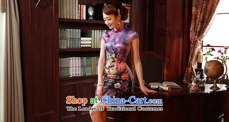 Morning new qipao land 2014 Summer retro short-sleeved improved stylish herbs extract silk Chinese cheongsam dress green M picture, prices, brand platters! The elections are supplied in the national character of distribution, so action, buy now enjoy more preferential! As soon as possible.