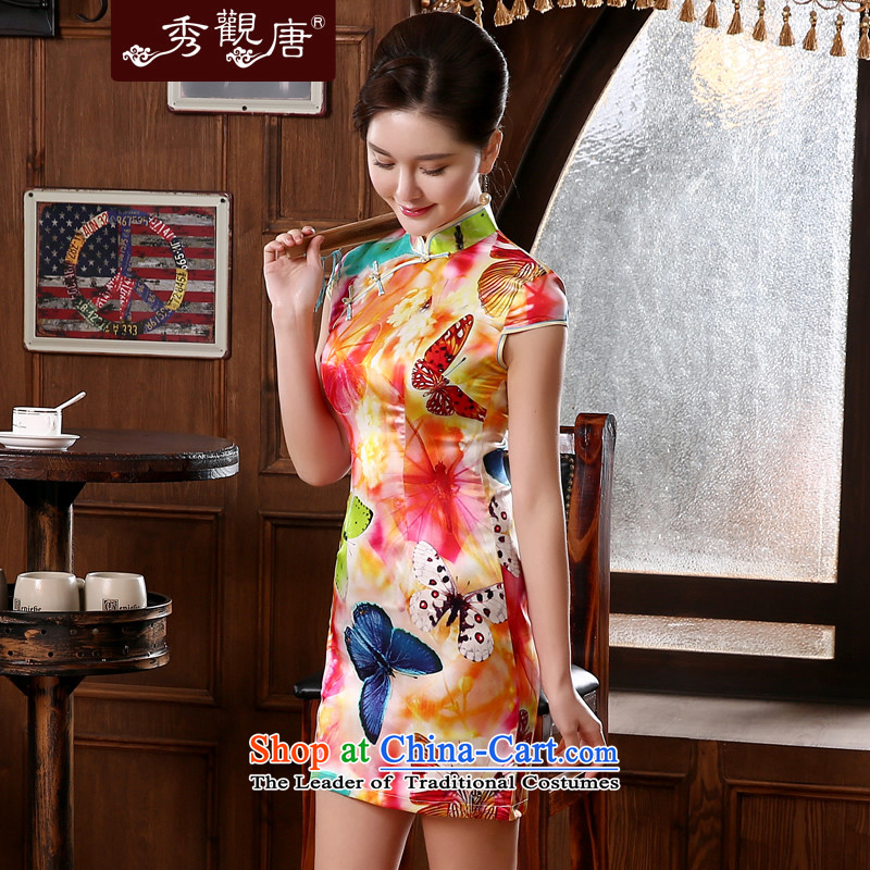 [Sau Kwun Tong] Elizabeth Summer Dream 2014 retro style silk cheongsam dress herbs extract retro dresses QD4139 SUIT XL, Sau Kwun Tong shopping on the Internet has been pressed.