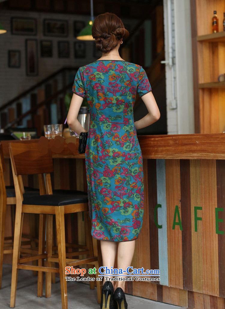 In Wisconsin, 2015 Jie spring and summer female China wind improved female cotton linen round-neck collar short-sleeved manually. long skirt female qipao CQP645 Yat blue round-neck collar M picture, prices, brand platters! The elections are supplied in the national character of distribution, so action, buy now enjoy more preferential! As soon as possible.