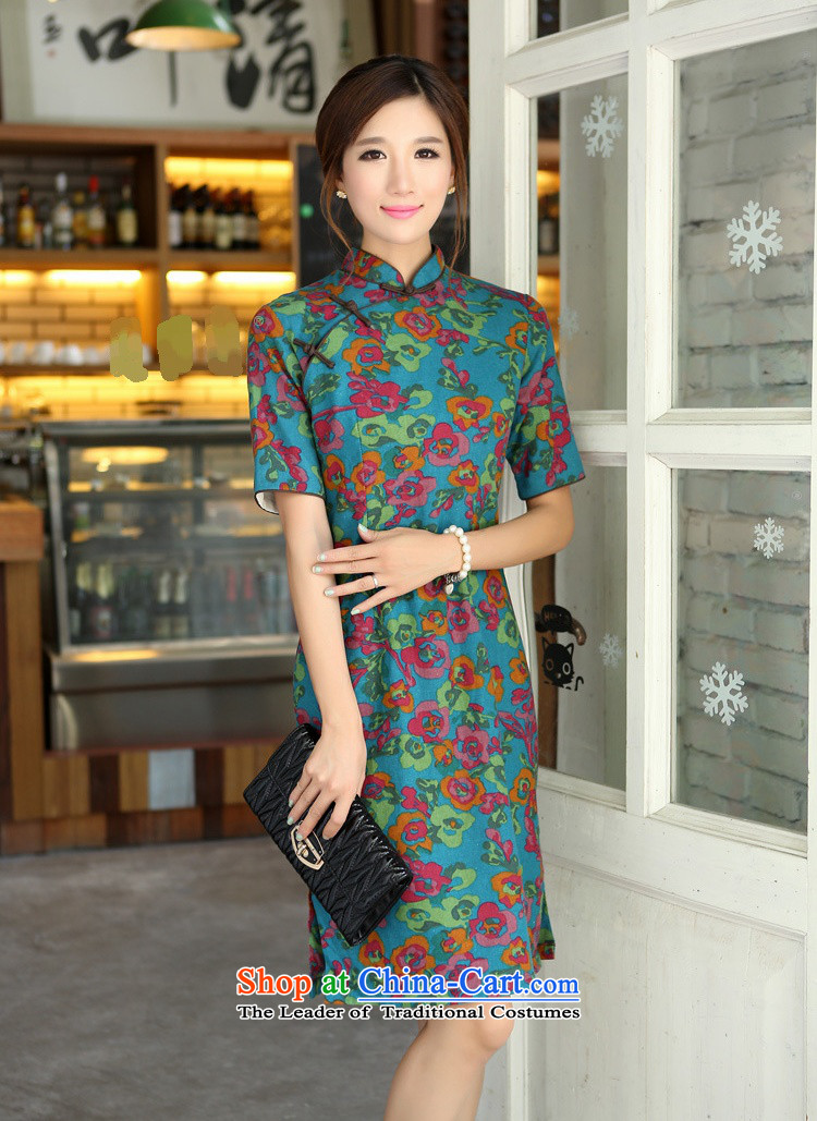 In Wisconsin, 2015 Jie spring and summer China wind-cotton linen collar short-sleeved manually and knee in long cheongsam dress female QP701 Yat blue collar XL Photo, prices, brand platters! The elections are supplied in the national character of distribution, so action, buy now enjoy more preferential! As soon as possible.
