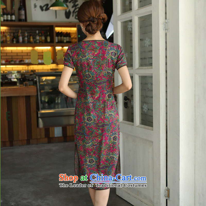 In Wisconsin, 2015 Jie spring and summer China wind improved female cotton linen round-neck collar short-sleeved manually in the linen detained long cheongsam dress female QP490 endeavors round-neck collar , Cheng Kejie, the , , , shopping on the Internet