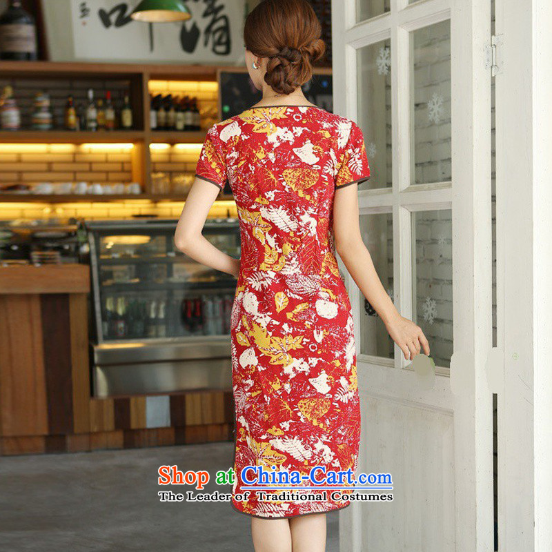 In Wisconsin, 2015 Jie spring and summer China wind improved female cotton linen round-neck collar short-sleeved manually in the linen detained long cheongsam dress QP391 female Hong Feng Jie of the round-neck collar, Wisconsin, , , , shopping on the Inte