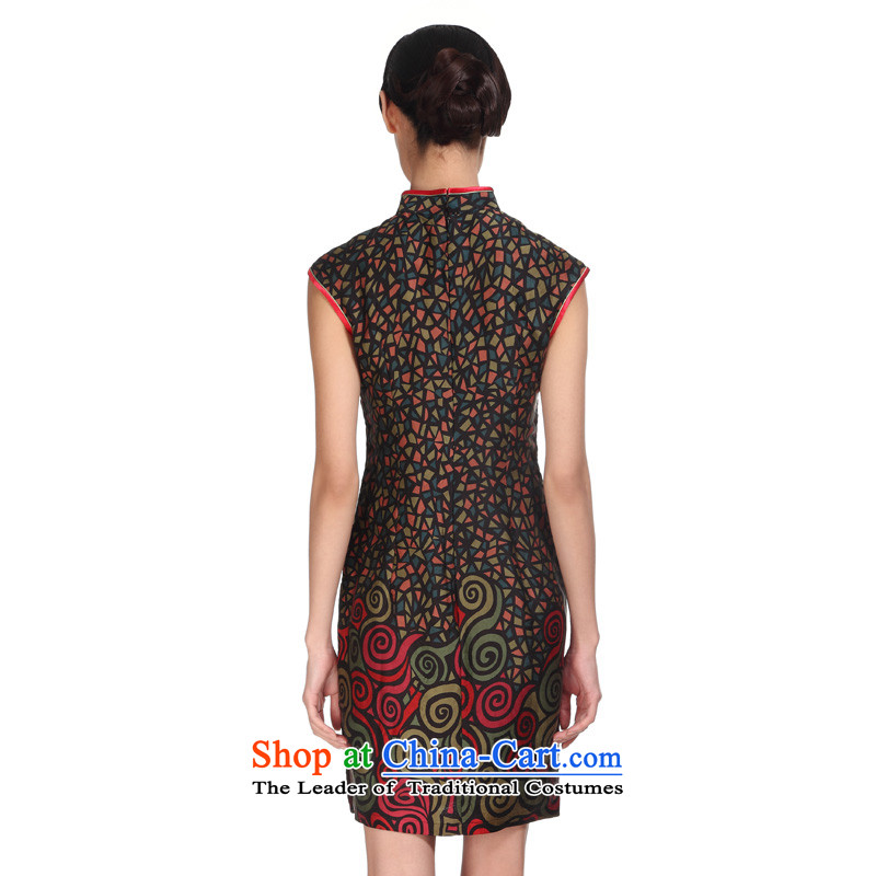 The new 2015 really wood for women piping Chinese silk cheongsam dress suit elegant floral package mail 11570 01 black wood really a , , , M shopping on the Internet