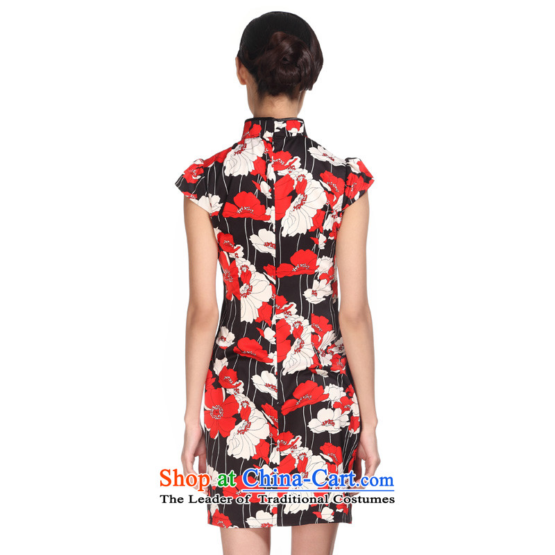 Wooden spring and summer of 2015 really new Chinese qipao improved female Sau San short skirt 32428 01 black wood really a , , , M shopping on the Internet