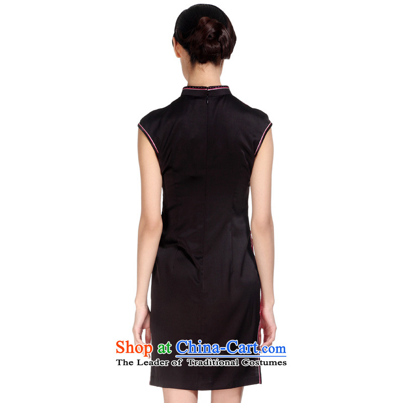 Wooden definitely that the spring and summer of 2015 New MOZEN of Chinese short of qipao improved stamp female skirt 21976 01 black wood really a , , , XXL, shopping on the Internet