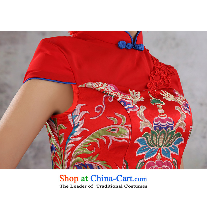 Embroidered brides is 2015 Summer new cheongsam Chinese short-sleeved longfeng marriage use red dress bride toasting champagne improved services tailor-made short-sleeve does not allow, embroidered bride shopping on the Internet has been pressed.